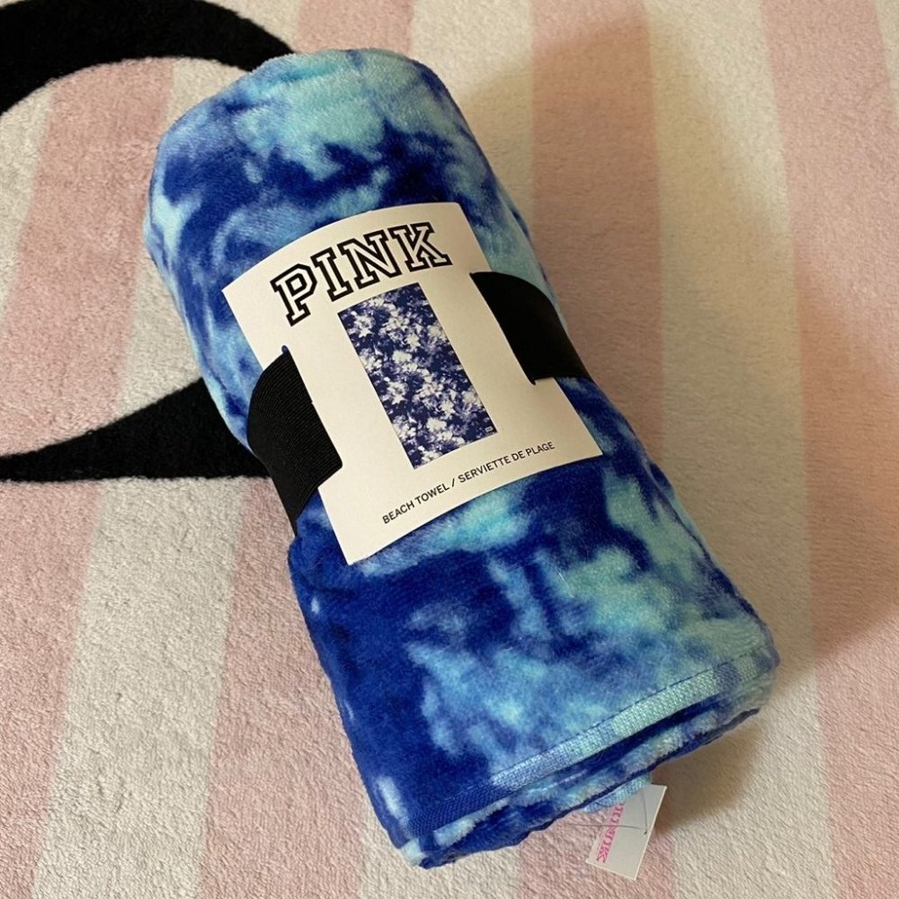 VS Pink Blue Tie Dye Beach Towel